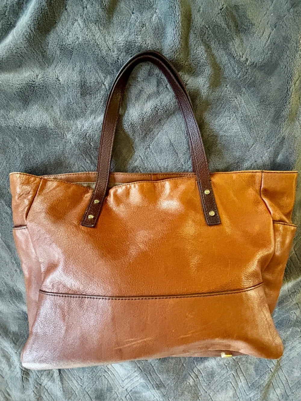 J.Crew Soft Leather Tote Bag Cognac Brown
